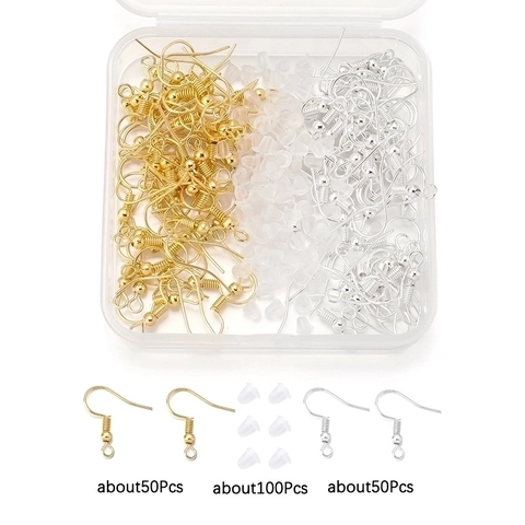 Ohrring-Set Eisenhaken Mit Silikon-Verschlüssen Transparente Ohrring-Befunde Für Heimwerker-Schmuckreparatur-Handwerk