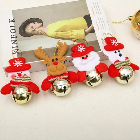 Addobbo Natalizio Da Appendere Campanello Metallo Bambola Feltro Babbo Natale Pupazzo Neve Renna Orσο Decorazione Albero
