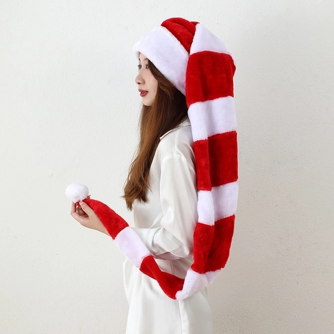 Cappello Di Natale Extra Lungo Peluche Righe Rosse Bianche Cappello Da Babbo Natale Accessori Per Feste Adulti