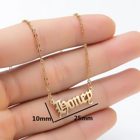 Honey Letter Hanger Ketting Roestvrij Staal Gothisch Oud Engels Lettertype Vintage Sieraden Voor Dames Vrienden