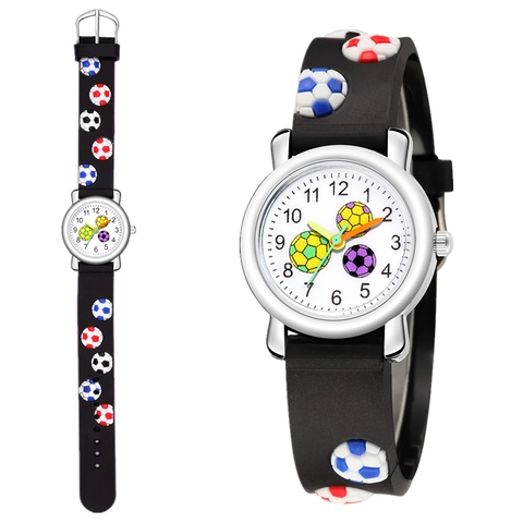 Kinder Quarz Uhr 3D Fußball Muster Kunststoff Armband Analog Anzeige Sport Armbanduhr Für Jungen Mädchen
