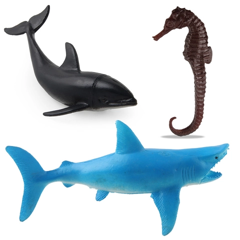 Realistic Marine Animal Model Toy Collection Including Shark Whale Octopus Seahorse Starfish Ray For Kids Educational PVC