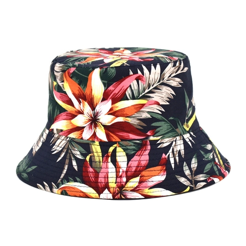 Cappello Da Pescatore Reversibile Cotone Stampa Floreale Ibisco Tropicale Cappello Da Sole Spiaggia Estate Traspirante