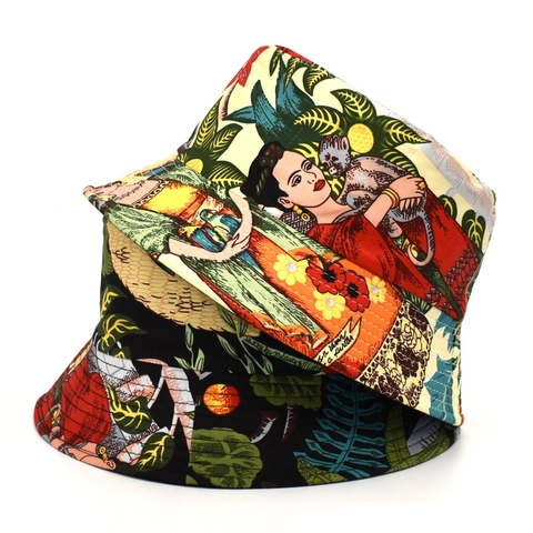 Bucket Hat Baumwolle Wendbar Bedruckt Tropisch Künstlerisch Sonnenschutz Outdoor Strand Reise Für Damen Und Herren