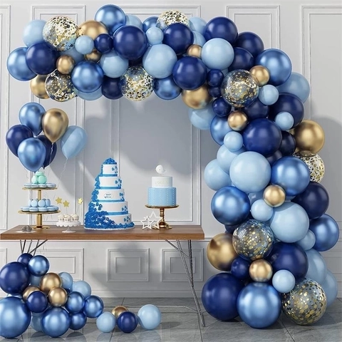 Navy Blue Gold Balloon Arch Garland Kit Metallic Latex Confetti Balloons Banner For Boy Birthday Party Decoration