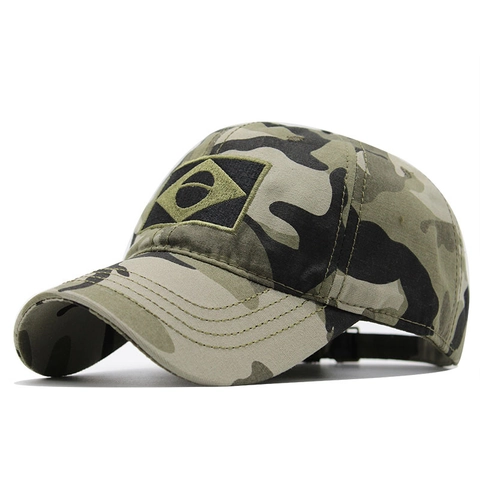 Honkbalpet Borduurwerk Braziliaanse Vlag Katoen Twill Tactisch Buiten Zonbescherming Militaire Stijl Verstelbare Hoed Unisex