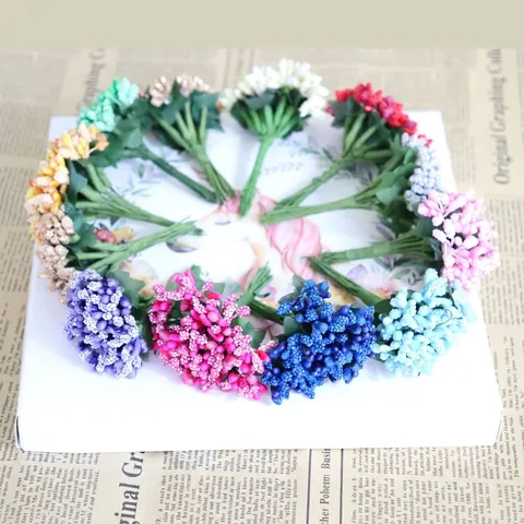 Étamines De Fleurs Artificielles Grappes De Baies Mousse Givrée Paillettes Bricolage Mariage Boîte Cadeau Décor
