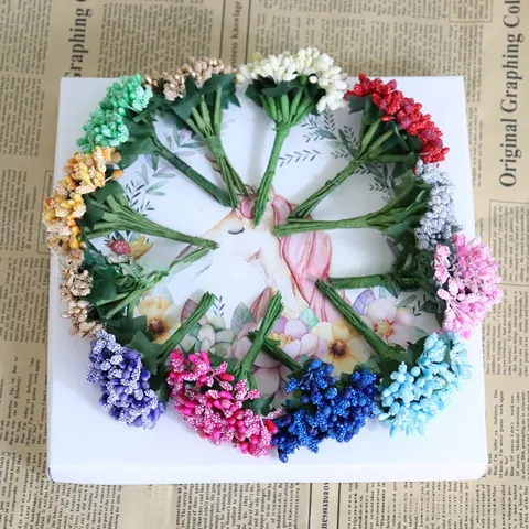 Artificial Berries Stamen Clusters Colorful Frosted Foam Mini Flower Buds For DIY Wedding Party Decoration Handcrafts
