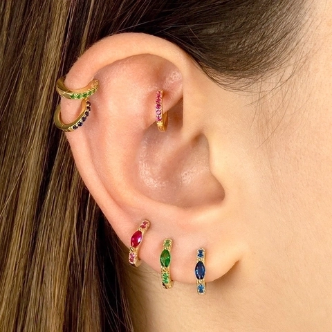 Orecchini Huggie Con Zirconi Cubici Taglio Marquise Gioielli In Rame Geometrici Con Perno In Argento Sterling 925