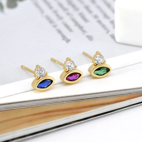 Marquise Zircon Stud Earrings With 925 Sterling Silver Earring Post Copper Plated Simple Luxury Jewelry For Women
