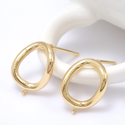 Accessoires de Boucles d'Oreilles Clous en Cuivre Ovales Irréguliers Avec Tige en Argent Sterling 925 pour Création de Bijoux DIY
