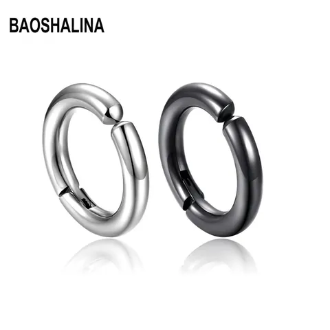 Minimalist Round Hoop Earrings 304 Stainless Steel Non Pierced Ear Clips Polished Punk Jewelry Unisex