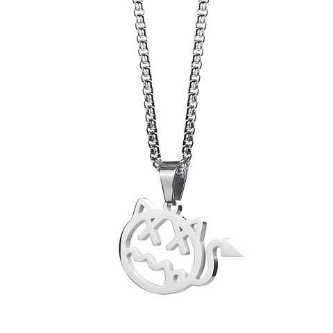 Collana Con Ciondolo Piccolo Diavolo Acciaio Inossidabile Hip Hop Streetwear Novità Cartone Animato Gioielli Per Uomini Donne Colore Argento