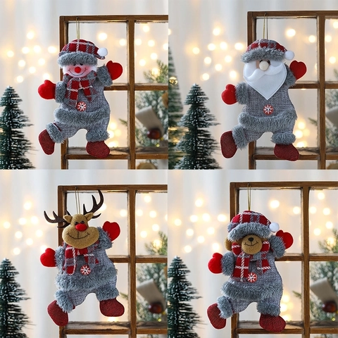Decorazioni Natalizie Da Appendere Tessuto Peluche Babbo Natale Renna Pupazzo Di Neve Orso Bambole Addobbi Albero Rustico Casa Festa