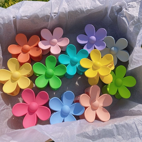 Flower Hair Claw Clip Frosted Matte Plastic Large Nonslip Colorful Hairpin Accessories For Women Girls