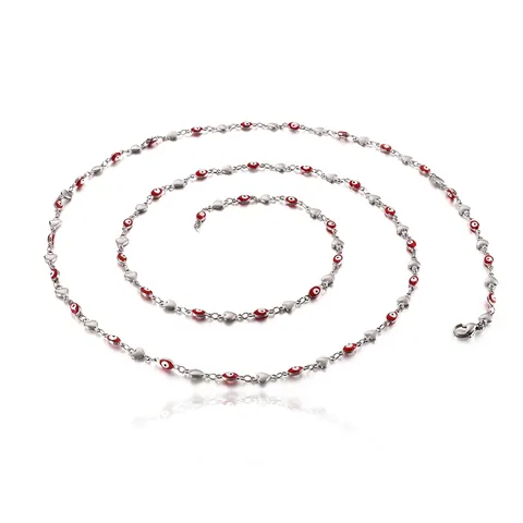 Cintura A Catena Acciaio Inossidabile Malocchio Smalto Rosso Pendenti Cuore Gioielli Vita Bohemien Per Donna