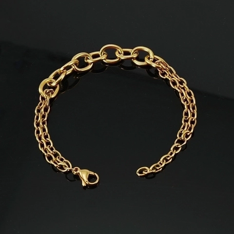 Gemischtes Gliederkettenarmband 18K Vergoldeter Edelstahl Minimalistischer Schmuck Unisex Modeaccessoire