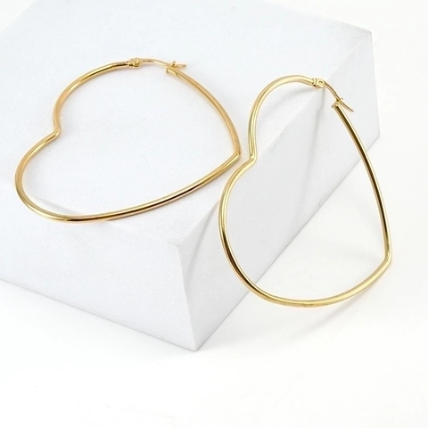 Orecchini A Cerchio A Forma Di Cuore In Acciaio Inossidabile Placcato Oro Minimalista Gioielli Da Donna