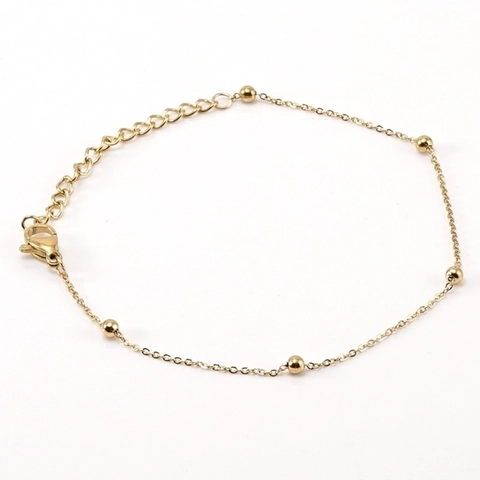 Stainless Steel Gold Plated Satellite Chain Necklace Bracelet Women Minimalist Dainty Bead Station Jewelry Boho