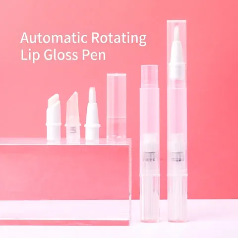 Empty Refillable Cosmetic Twist Pen Foundation Lip Gloss Serum With Brush Silicone Tip Plastic Transparent Travel Portable
