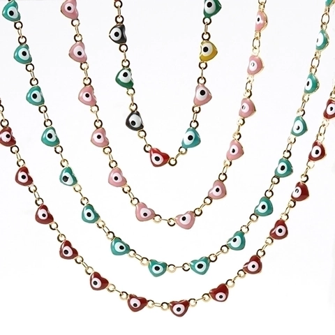 Evil Eye Herz Halskette Und Armband 18K Vergoldet Edelstahl Emaille Schmuck Für Frauen Mode Glücksgeschenk