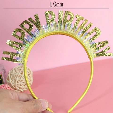Happy Birthday Headband Glitter Letter Laser Tassels Party Favors Hair Decoration Accessory