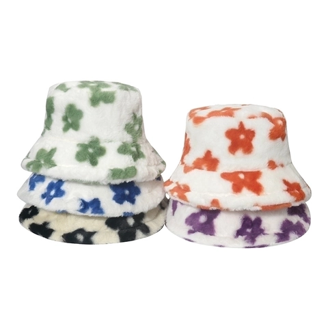Cappello Alla Pescatora Da Donna Con Motivo Floreale In Pelliccia Di Coniglio Sintetica Morbido Peluche Invernale