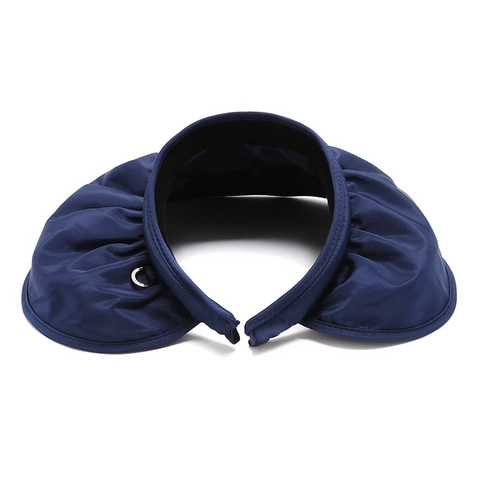 Women Sun Visor Hat Large Brim Pleated Ruched Topless Shell Hat Polyester UV Protection Breathable Summer Beach Outdoor
