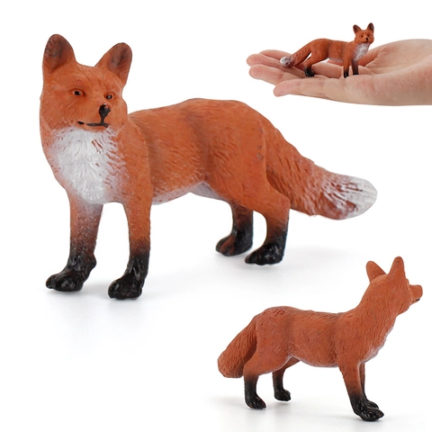 Realistic Red Fox Animal Model Solid PVC Simulation Wildlife Figure Hand Painted Educational Toy For Kids Home Desktop Decoration