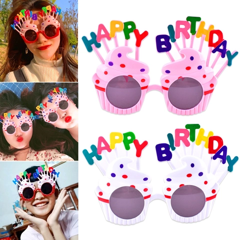 Funny Party Glasses Plastic Birthday Celebration Sunglasses Photo Props Cupcake Daisy Dollar Sign Mosaic For Kids Adults