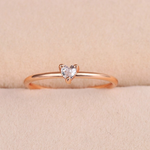 Minimalistischer Herzring Damen Kupfer Mit Zirkonia Besetzt Zarter Modeschmuck Geschenk Zum Jahrestag Hochzeit