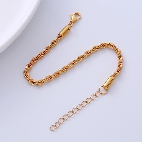 Pulsera De Cadena De Cuerda Acero Inoxidable 316L Ajustable Cierre De Langosta Hip Hop Estilo Urbano Joyería Unisex