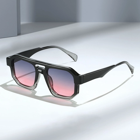 Irregular Polygon Sunglasses Double Beam Pilot Big Frame PC Frame UV400 Fashion Eyewear For Men Women