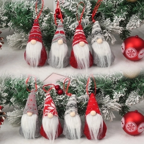Ornamenti Appesi Gnomo Di Natale In Maglia Bambola Senza Volto Barba Bianca Lunga Decorazione Albero Vacanze Favore Festa Festivo