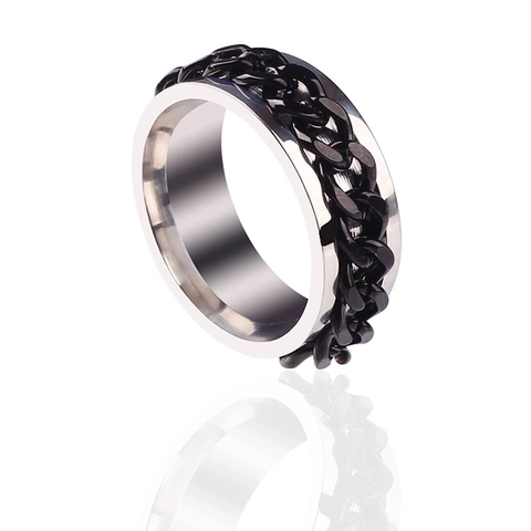 Stainless Steel Spinner Chain Ring For Men Rotatable Bottle Opener Punk Style Cool Jewelry