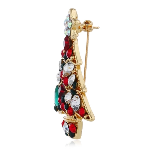 European Fashion Christmas Tree Brooch Rhinestone Alloy Pins Jewelry Gift For Women Colorful Holiday Decoration