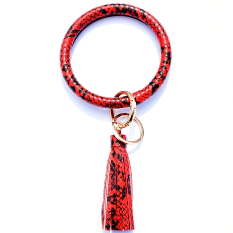 Bracciale Portachiavi Ad Anello In Pelle Con Nappa Stampa Leopardata Serpente Moda Portachiavi Da Donna