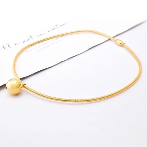 Minimalistische Ronde Bal Hanger Ketting Hoogglans Gepolijst Roestvrij Staal Magnetische Sluiting Slangenketting Choker Sieraden Dames