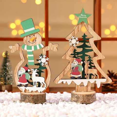 Decorazioni Tavolo Natale In Legno Cavo Babbo Natale Pupazzo Di Neve Albero Per Festa Bar