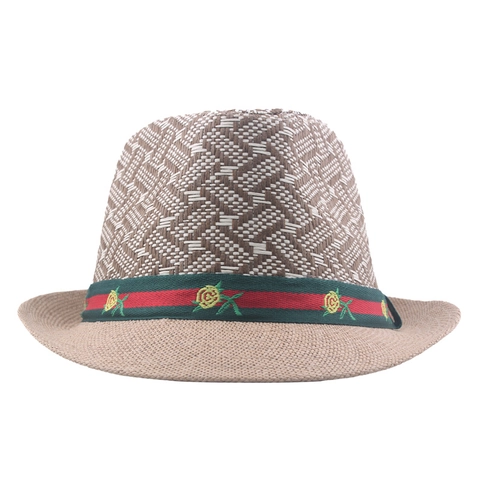 Cappello Fedora in Paglia di Carta Estivo per Uomo Donna Bambini Cappello Jazz Traspirante Con Fascia in Fettuccia Floreale