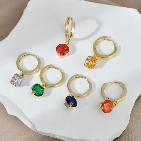 Sommer High-End Kupfer Strass Ohrringe Set Mehrfarbige Geometrische Creolen Für Damen Nischenmode Schmuck Geschenk