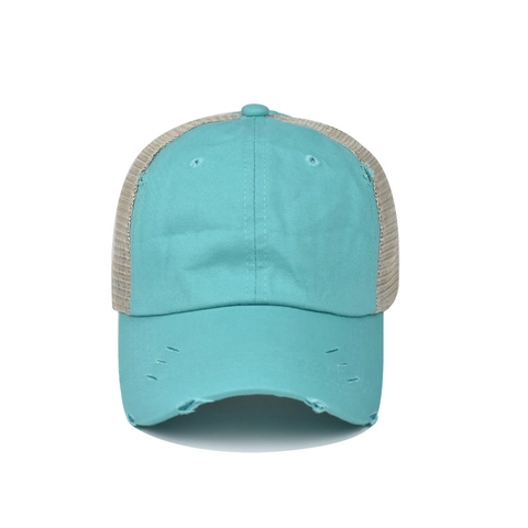 Damen Pferdeschwanz Baseballkappe Distressed Gewaschene Baumwolle Netz Trucker Hut Verstellbar High Bun Sonnenhut Für Outdoor