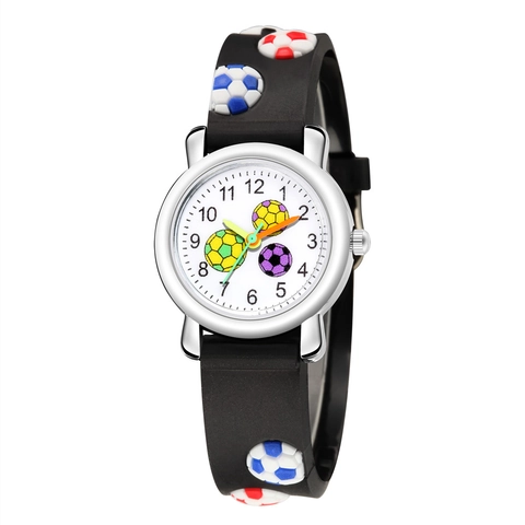 Children Quartz Watch 3D Soccer Pattern Plastic Strap Analog Display Sports Wristwatch For Boys Girls Students