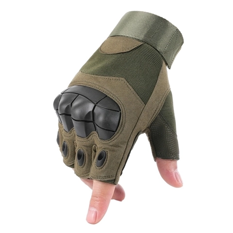 Taktische Halbfinger Handschuhe Herren Nylon Kunstleder Hartschale Knöchelschutz Radfahren Klettern Training Outdoor Sport