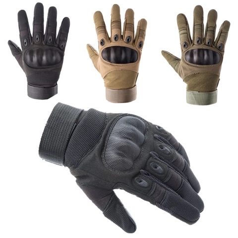 Men Tactical Full Finger Gloves Nylon Hard Shell Knuckle Protection Touchscreen Non-slip Outdoor Sports Cycling Training