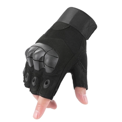 Taktische Halbfinger Handschuhe Herren Nylon Kunstleder Hartschale Knöchelschutz Radfahren Klettern Training Outdoor Sport
