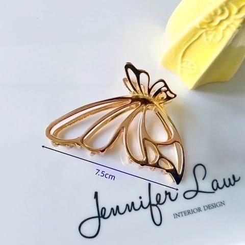 Hair Claw Clips Metal Hollow Butterfly Heart Triangle Gold Electroplated Ponytail Hairpins Strong Hold For Women
