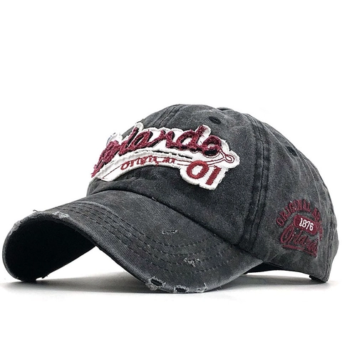 Vintage Baseballkappe Aus Gewaschener Baumwolle Mit Distressed-Effekt Und Stickerei Retro Orlando Sonnenhut Damen Und Herren