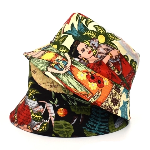 Bucket Hat Cotton Reversible Printed Tropical Artistic Sun Protection Outdoor Beach Travel For Women And Men