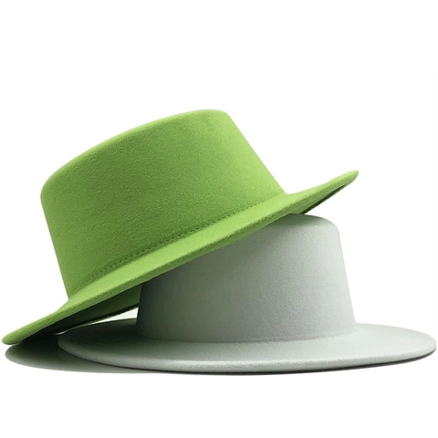 Cappello Fedora Elegante A Tesa Larga In Feltro Di Lana Stile Retrò Colore Solido Per Uomo E Donna